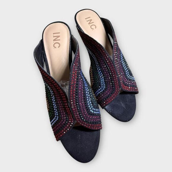 🥳 3/$26 INC International Concepts Livana Rainbow Bling Mule Heels - Picture 10 of 10